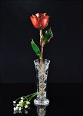 Gold Trimmed Cinnamon Pearl Rose with Bud Vase