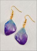 Natural Orchid Petal Earrings in Lilac/Blue with Gold Plated Findings
