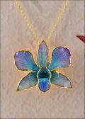 Gold Trimmed Orchid Pendant - Blue/Purple Blue