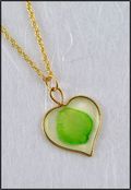 Heart Mirage Necklace with Apple Green Rose Petal
