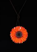 Gerbera Daisy in Orange with Leather Cord