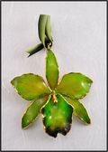 Cattleya Orchid Ornament in Green