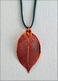 Iridescent Rose Leaf Necklace with 18" Leather Cord