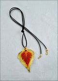 Double Birch Leaf Necklace on Leather Cord