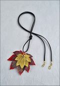 Double Iridescent Full Moon Maple Necklace on Leather Cord