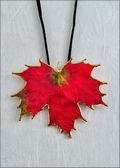 Sugar Maple Pendant - Gold Trimmed in Deep Red