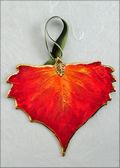 Cottonwood Leaf Ornament - Gold Trimmed in Burnt Orange