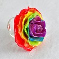 Adjustable Rose Blossom Ring in Gypsy w/ Purple Center
