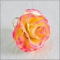 Adjustable Rose Blossom Ring in Cream Pink