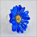Adjustable Daisy Ring in Royal Blue