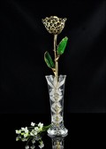 Gold Trimmed Black & White Leopard with Bud Vase