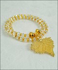 Double Wrap Crystal Bracelet with Gold Cottonwood Leaf