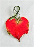 Grape Leaf Ornament-Gold Trimmed in Deep Red*