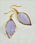 Gold Trimmed Rubber Leaf Earring in Purple