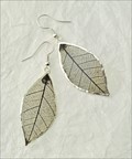 Silver Trimmed Rubber Leaf Earring in Black