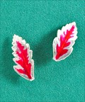 Silver Fern Leaf Post Earring in Red
