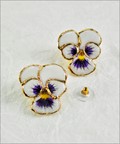 Viola Earrings, White with Lavender Center