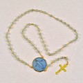 Rosary w/Gold Trimmed Blue Rose Petal. Bead size 6mm