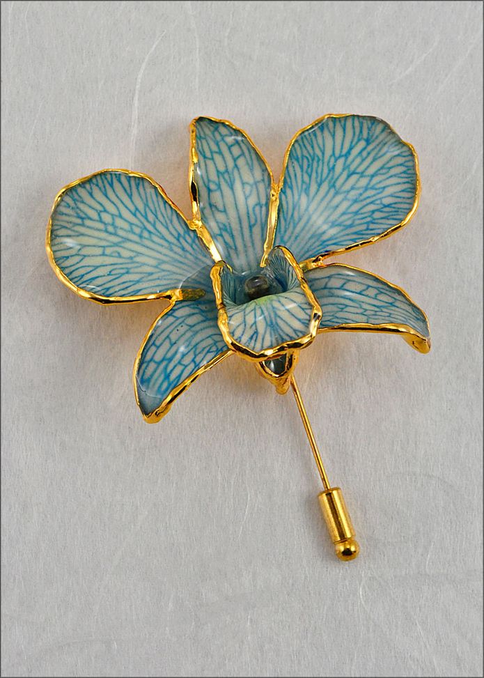 Real Orchid Pin | Gold Orchid Brooch