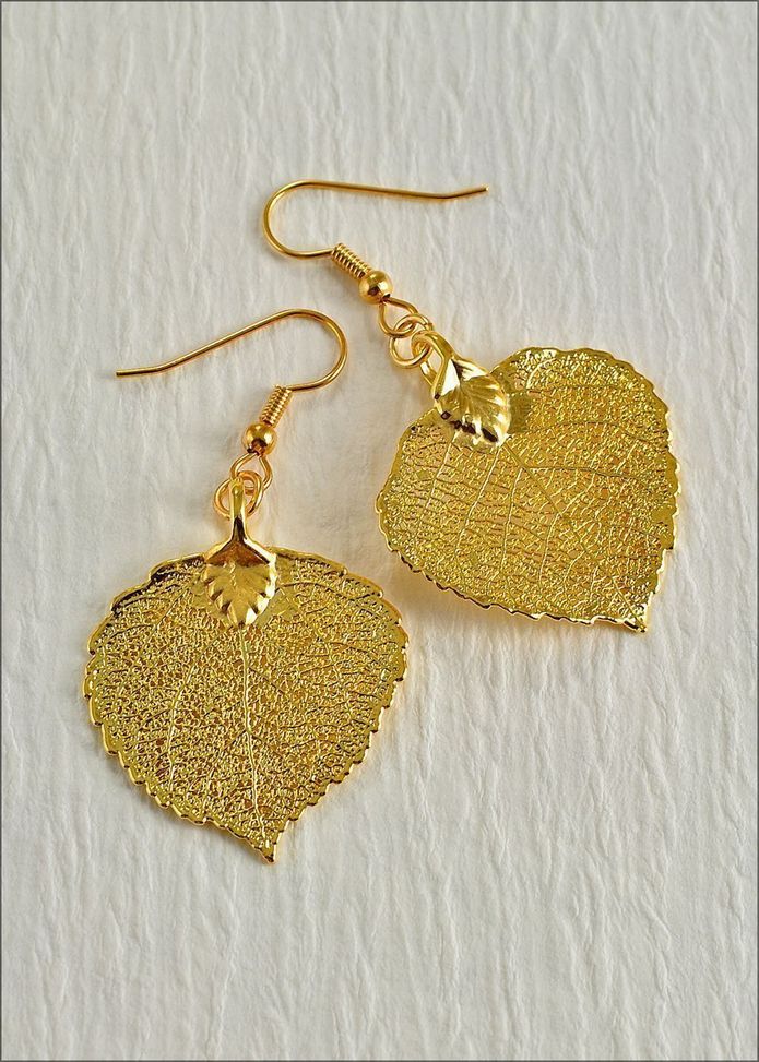 gold aspen leaf earrings