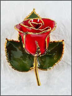 Gold Rose Pin | Real Rose Brooch