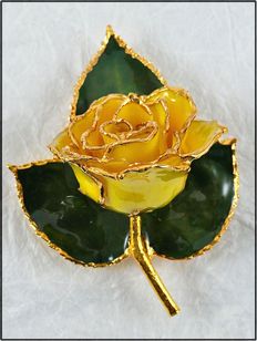 Gold Rose Pin | Real Rose Brooch