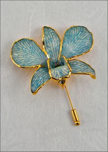 Real Orchid Pin | Gold Orchid Brooch