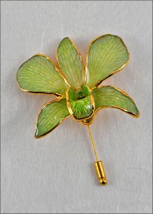 Real Orchid Pin | Gold Orchid Brooch