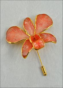 Real Orchid Pin | Gold Orchid Brooch