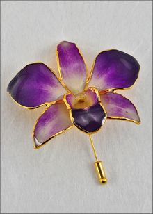 Real Orchid Pin | Gold Orchid Brooch