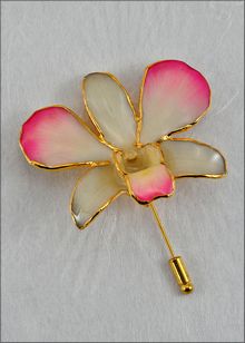 Real Orchid Pin | Gold Orchid Brooch