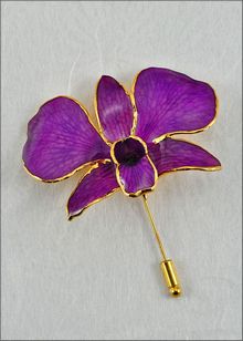 Real Orchid Pin | Gold Orchid Brooch