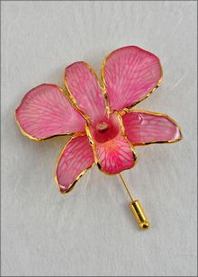 Real Orchid Pin | Gold Orchid Brooch