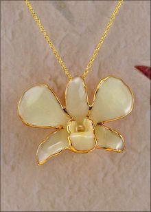 Real Orchid Jewelry | Gold Orchid Necklace