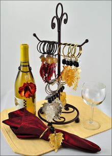 Real Leaf Napkin Holder | Wine Charm Display