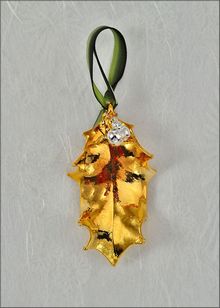 Real Leaf Ornaments | Gold Holly Leaf