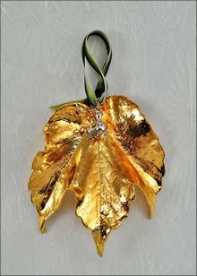 Real Leaf Ornaments | Gold Grape Leaf