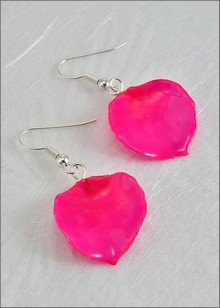 Rose Petal Earring - Fuchsia w/Silver Findings