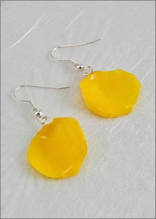 Rose Petal Earring - Yellow w/Silver Findings