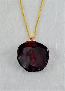 Rose Petal Pendant - Burgundy w/Gold Chain