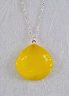 Rose Petal Pendant - Yellow w/Silver Chain