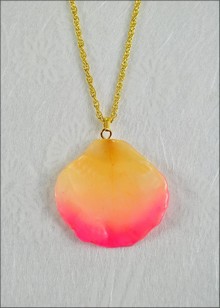 Rose Petal Pendant - Cream Pink w/Gold Chain