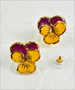 Viola Earrings l Real Flower Earrings l Viola Flowers