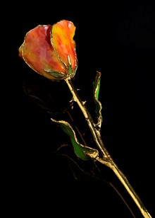 Birthstone Rose | Amber Resin Rose | Gold Trimmed Rose | Gold Rose