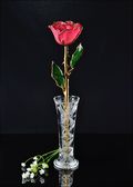 Gold Trimmed Dusty Rose with Bud Vase