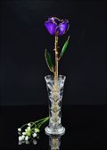 Gold Trimmed Lilac Rose with Bud Vase