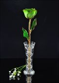 Gold Trimmed Peridot Topaz Rose with Bud Vase