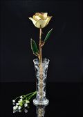 Gold Trimmed Rose in White with Bud Vase