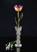 Gold Trimmed Rose in White/Amethyst with Bud Vase