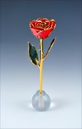 8" Spring Rose with Knob Stand in Red